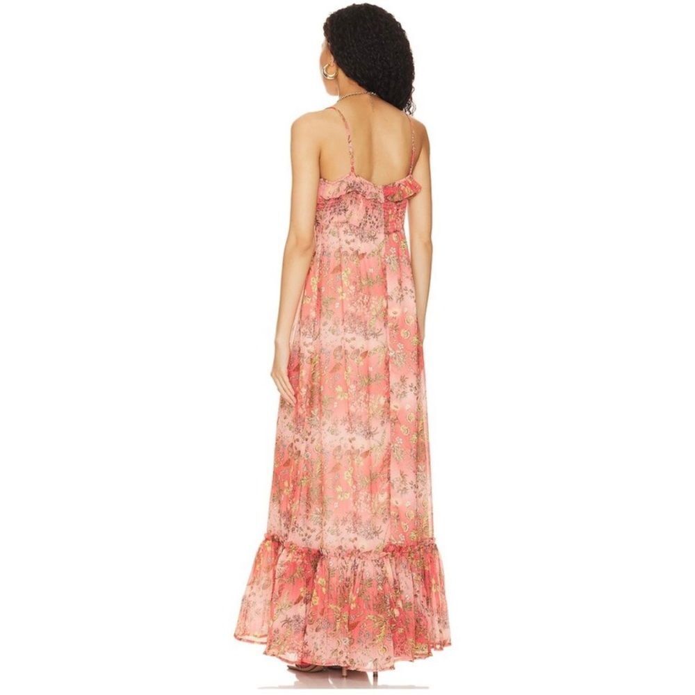 byTiMo Chiffon Strap Maxi Dress Salmon Bright Field Sleeveless Size XS NWOT - Picture 3 of 16